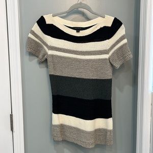 Ann Taylor Woven Stripe Short Sleeve Stretch Sweater Size Medium